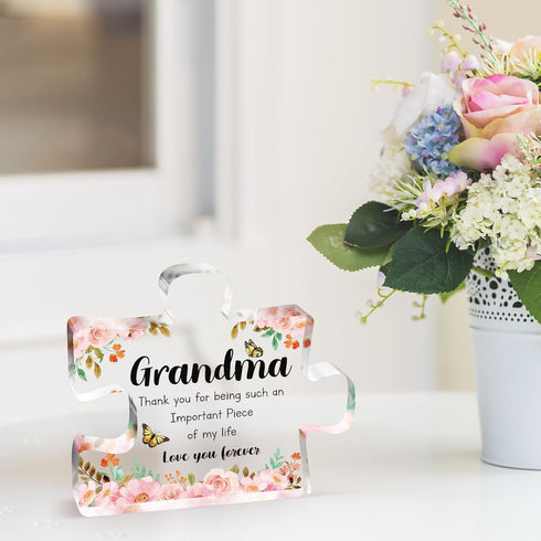 Grandmas Keepsake Acrylic Puzzle Plaque  Cherished Grandmother Gift